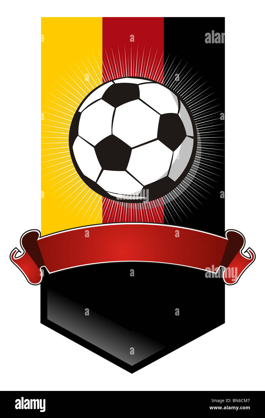 Composition with Germany flag, football and one horizontal ribbon ...