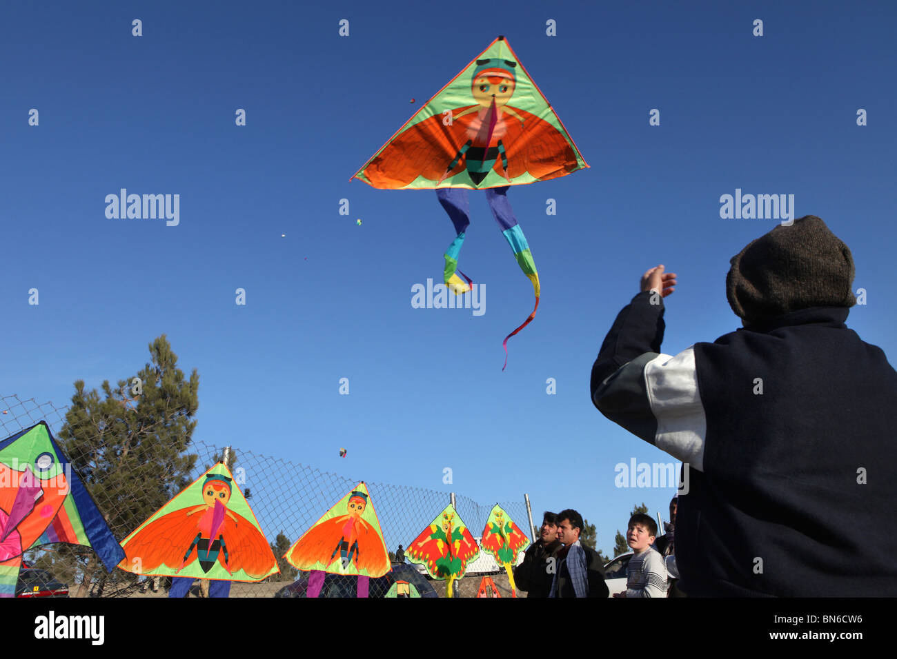 Kites are popular among kids in Kabul Stock Photo