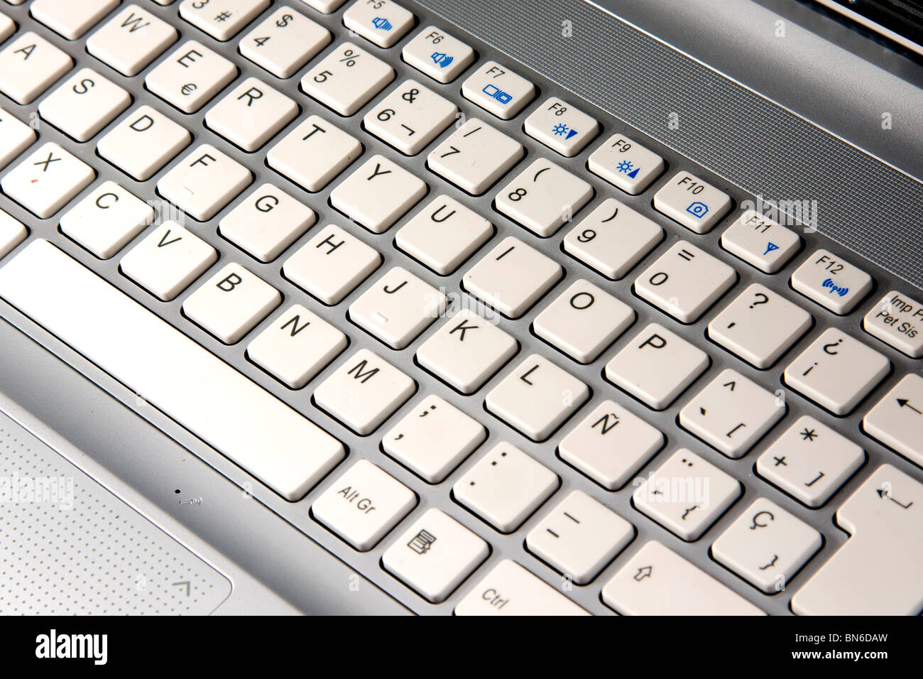 Silver notebook keyboard in a top view Stock Photo