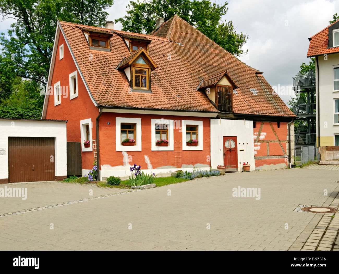 Converted farmhouse in Höchstadt, Middle Franconia, Bavaria, Germany. Stock Photo