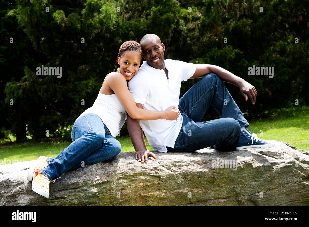 happy smiling African American couple 