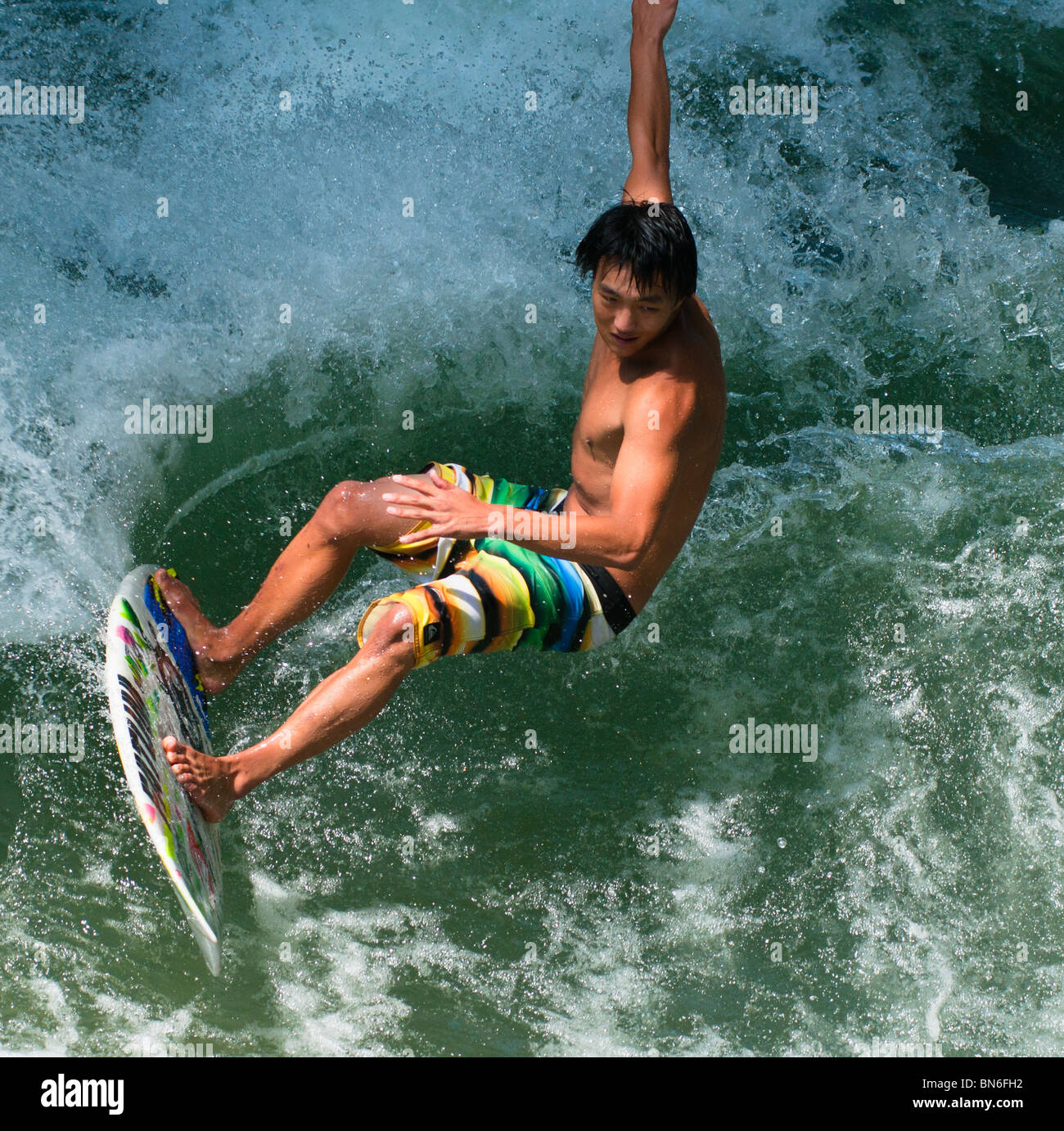 Surfer up close Stock Photo