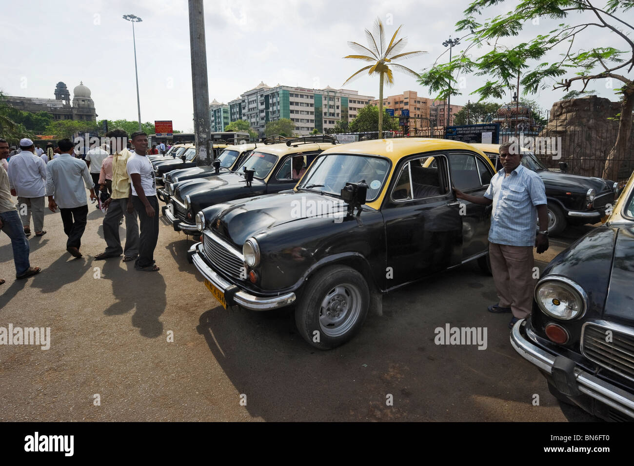 India Tamil Nadu Chennai ex Madras taxis on the railway station square Stock Photo