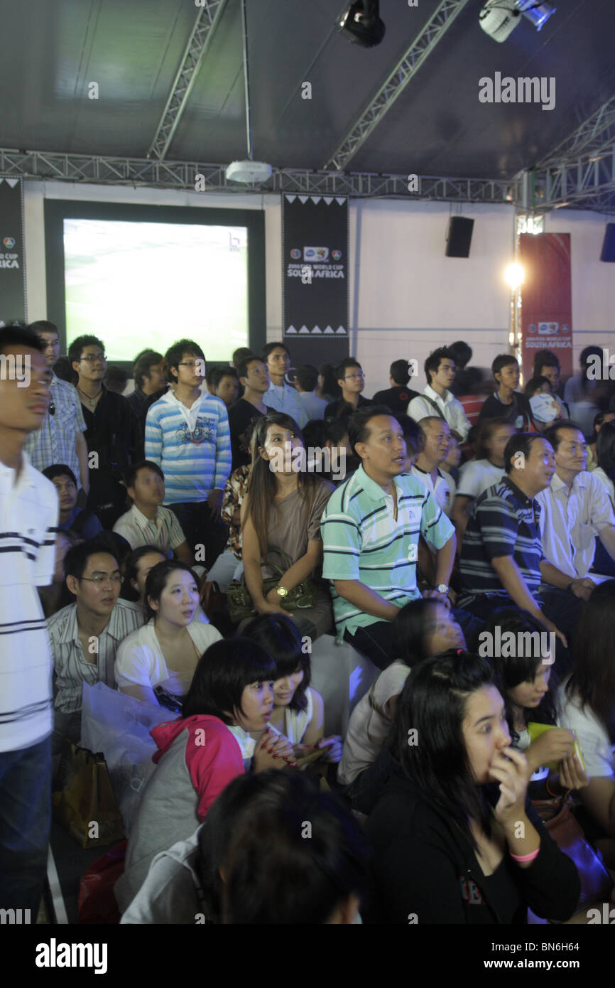 People watching Worldcup 2010 in Bangkok Stock Photo