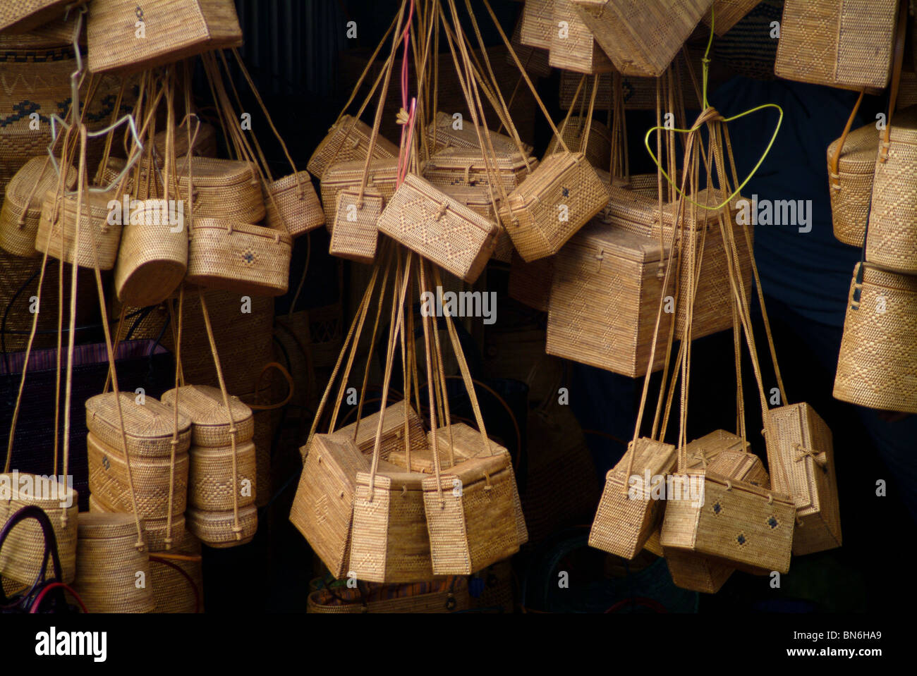 These woven baskets were for sale in the Ubud, Bali, public market and