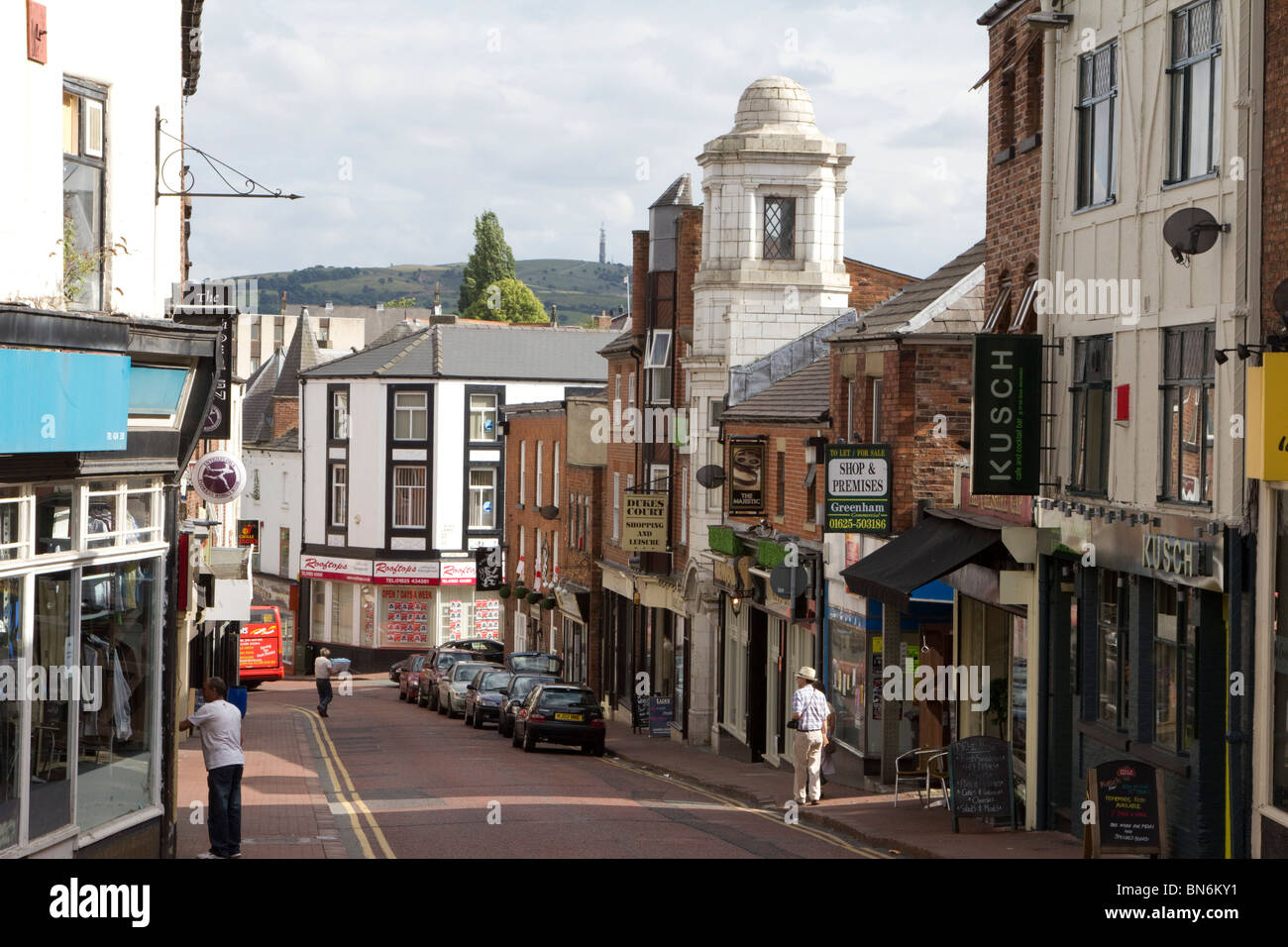 macclesfield town centre high street cheshire england uk gb Stock Photo