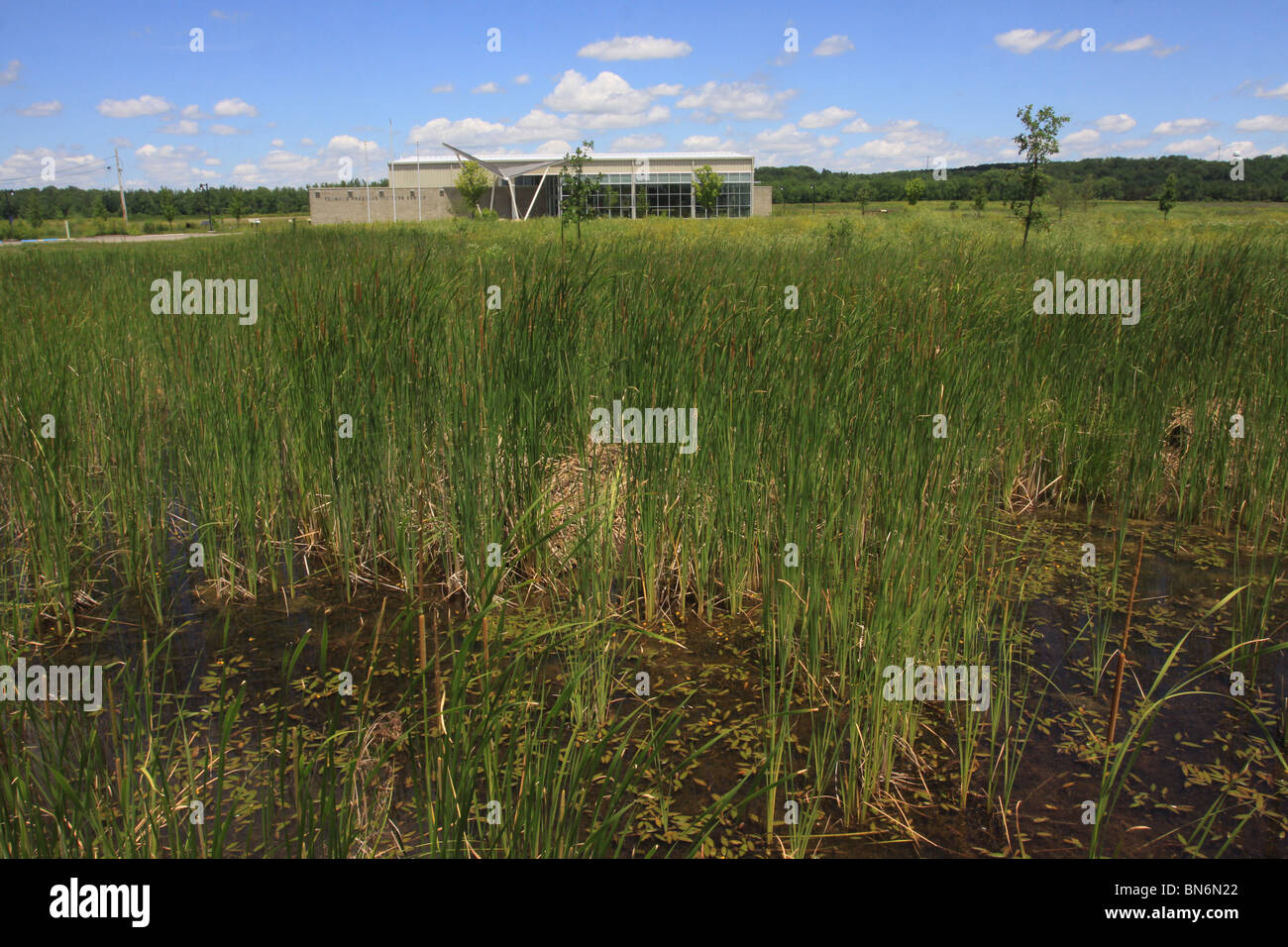 wetland visitors center Fernald former uranium processing facility superfund cleanup site converted to wetland Stock Photo