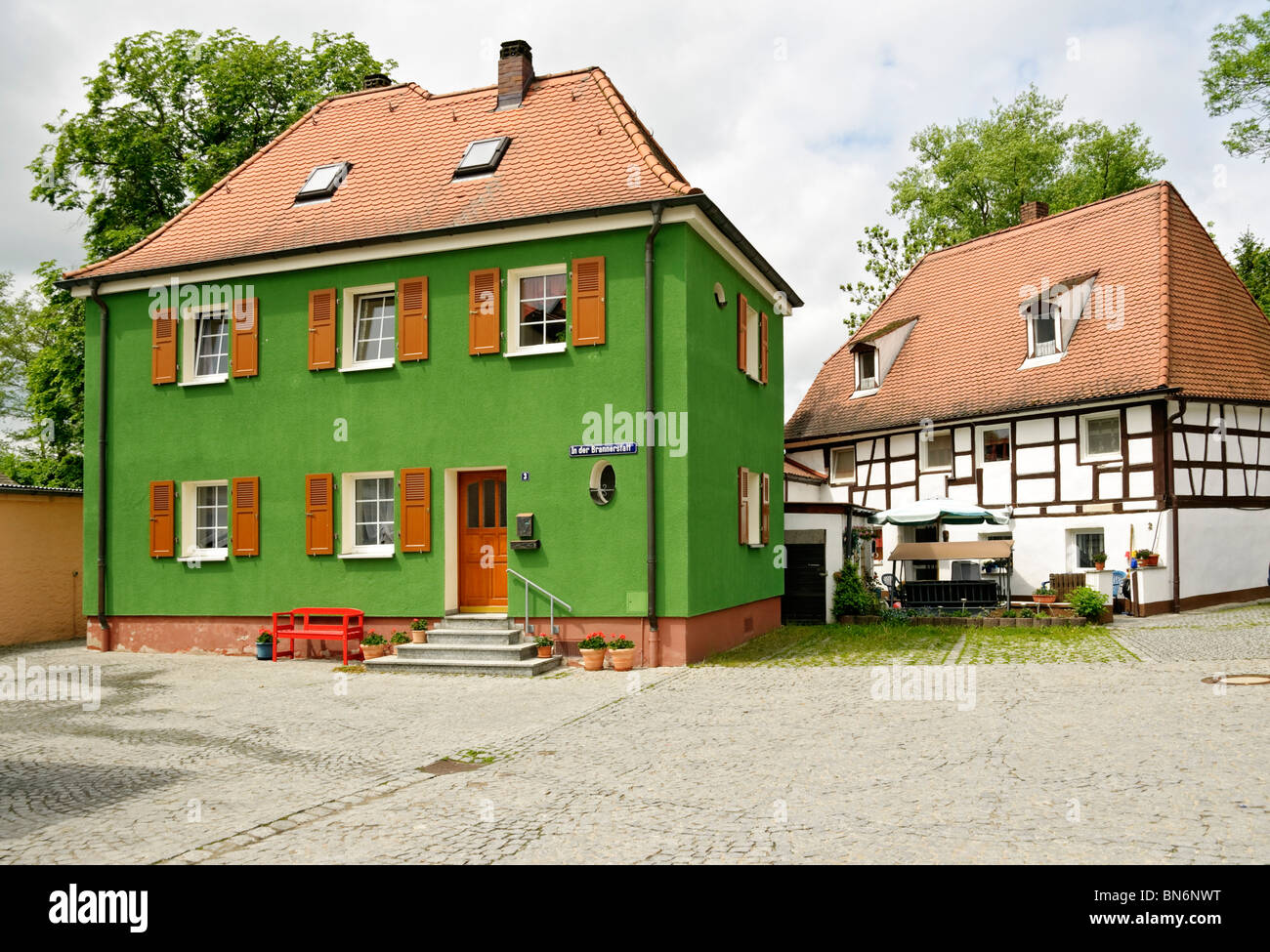 Houses in Höchstadt, Middle Franconia, Bavaria, Germany. Stock Photo