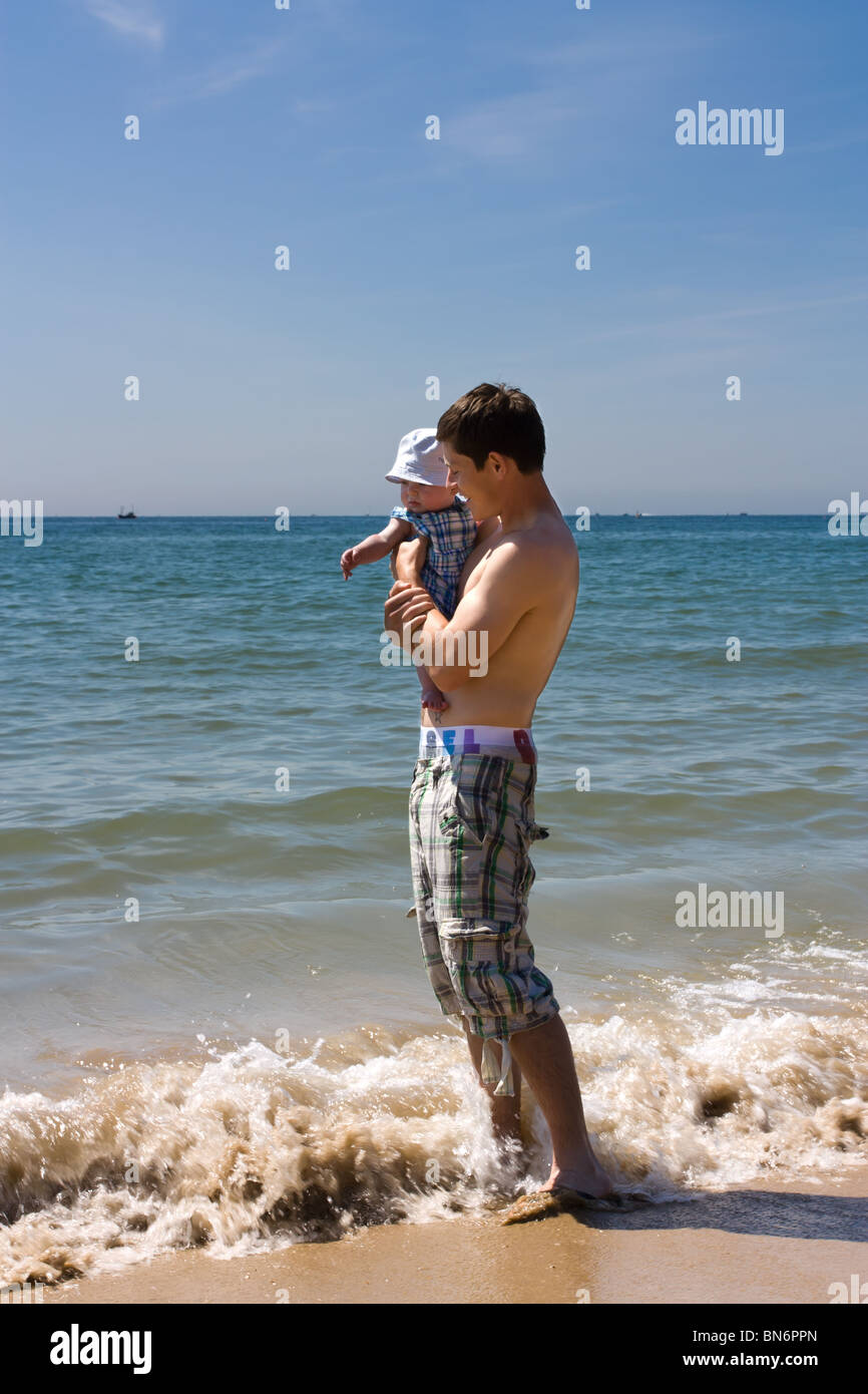 2 month old at the beach