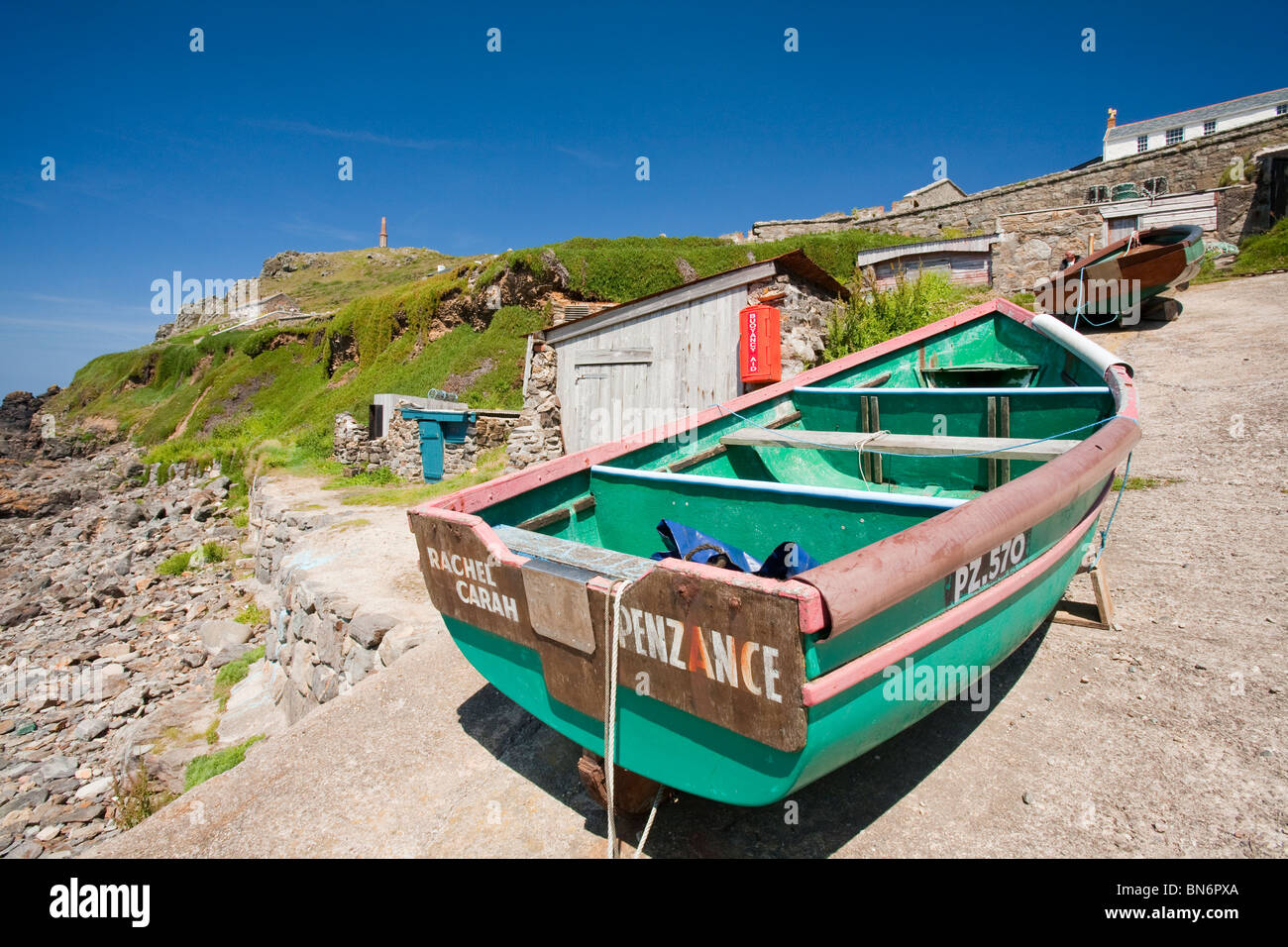 Fishing boats at Priests cove on Cape Cornwall, Cornwall, UK Stock ...