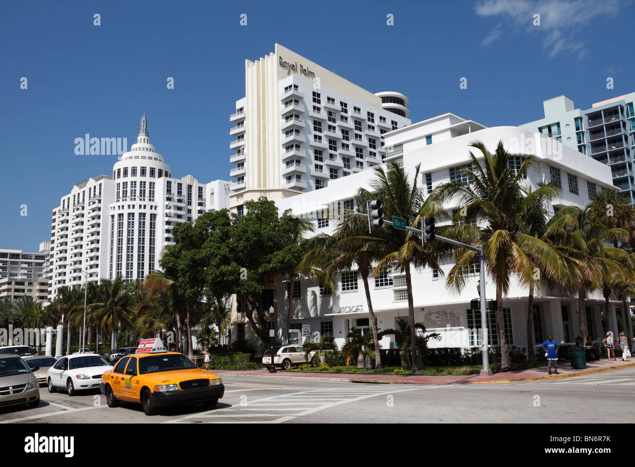 Miami south beach Collins avenue Stock Photo
