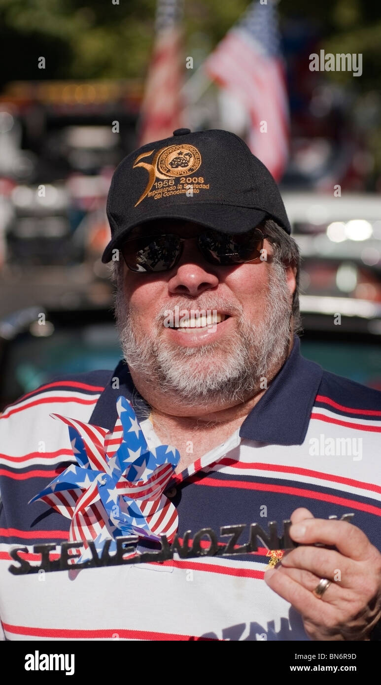 Steve Wozniak, Apple Inc. co-founder was the Grand Marshall in the 2010 Rose, White & Blue 4th of July Parade in San Jose, CA Stock Photo