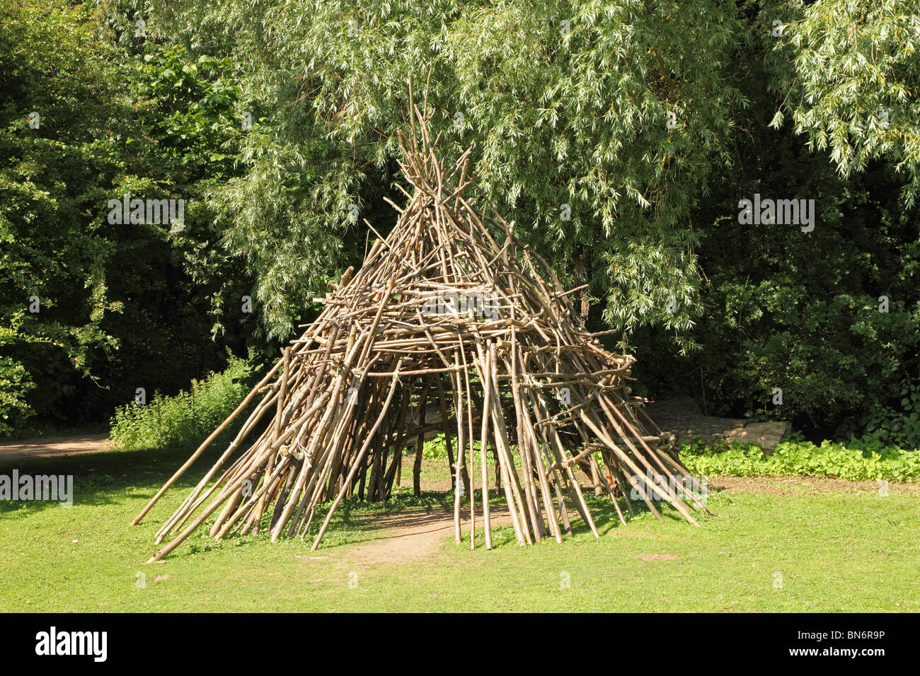 Wigwam in the park Milton country park Stock Photo