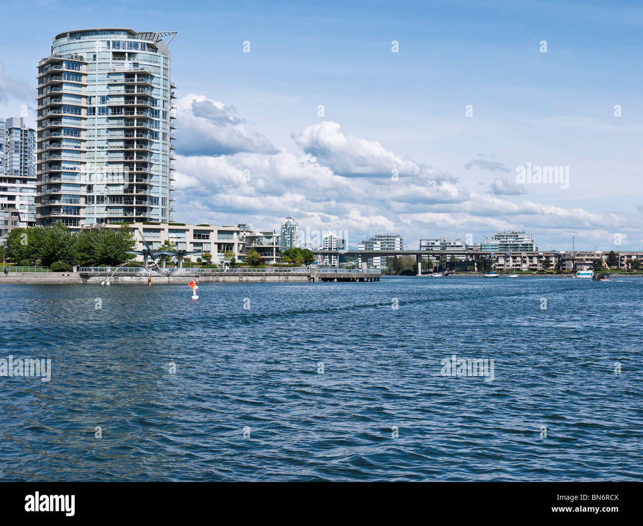 Highrise waterfront Condos on False Creek. Downtown Vancouver BC Canada