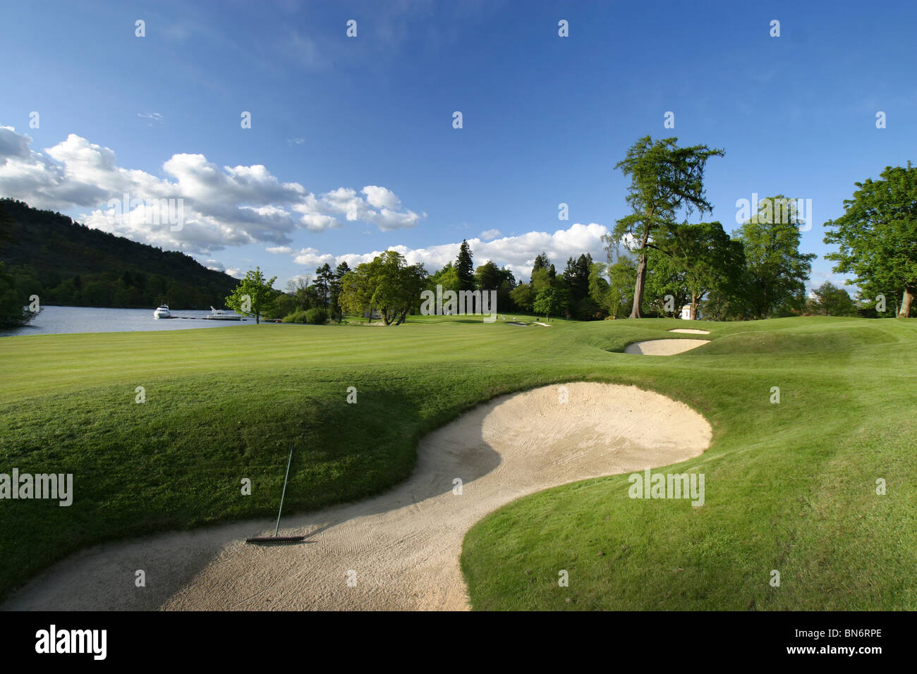 Loch Lomond Golf Course, Glasgow, Scotland. Hole 18 Bunker and Rough Loch Lomond Golf Course, Glasgow, Scotland. Hole 18 Bunker and Rough