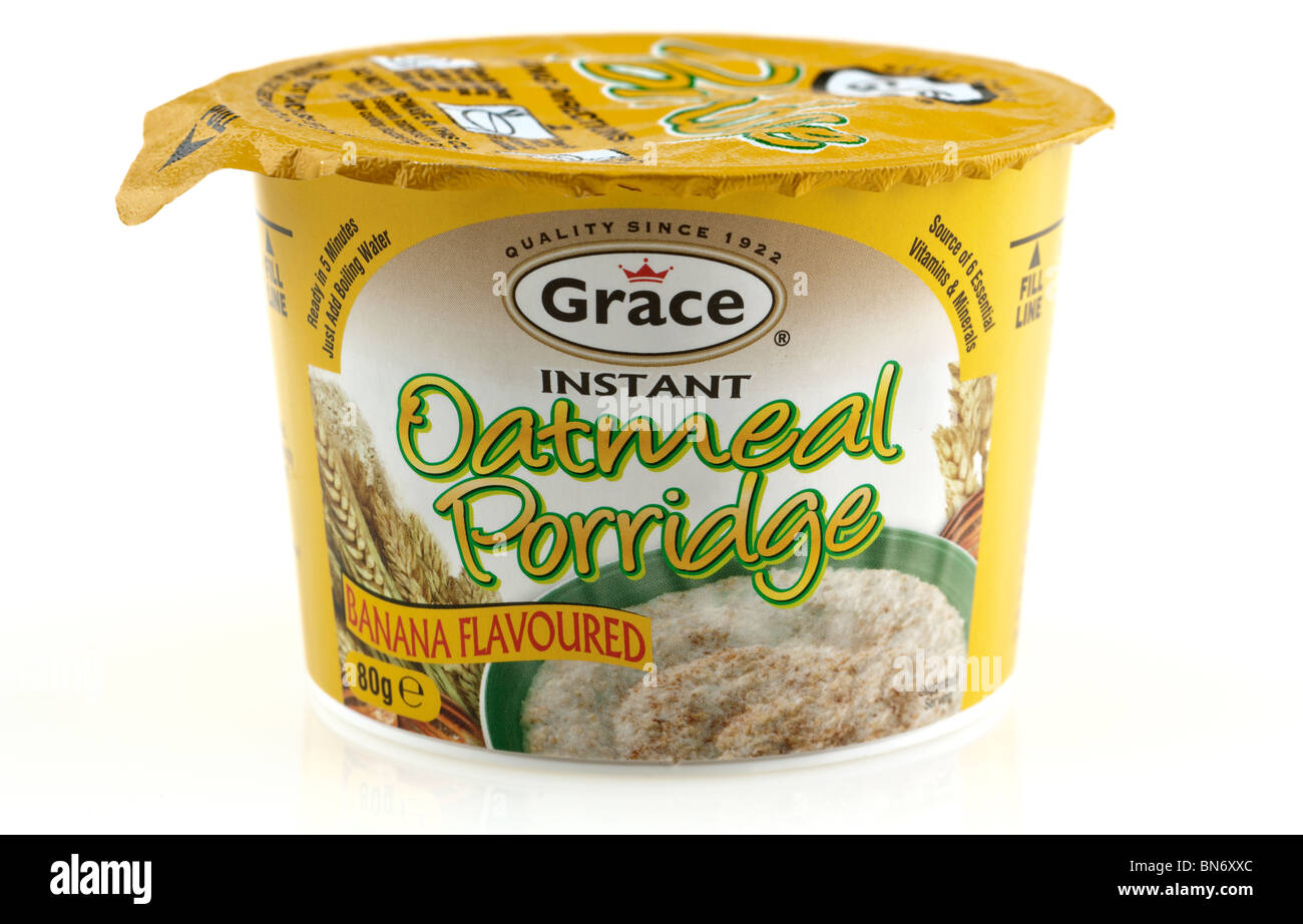Carton of Grace instant oatmeal porridge Stock Photo