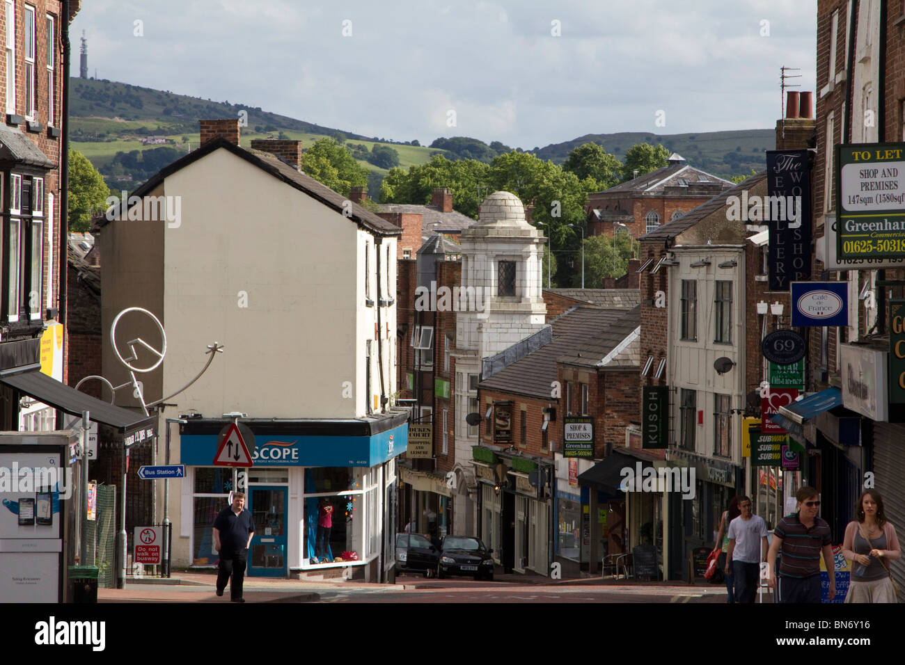macclesfield town centre high street cheshire england uk gb Stock Photo