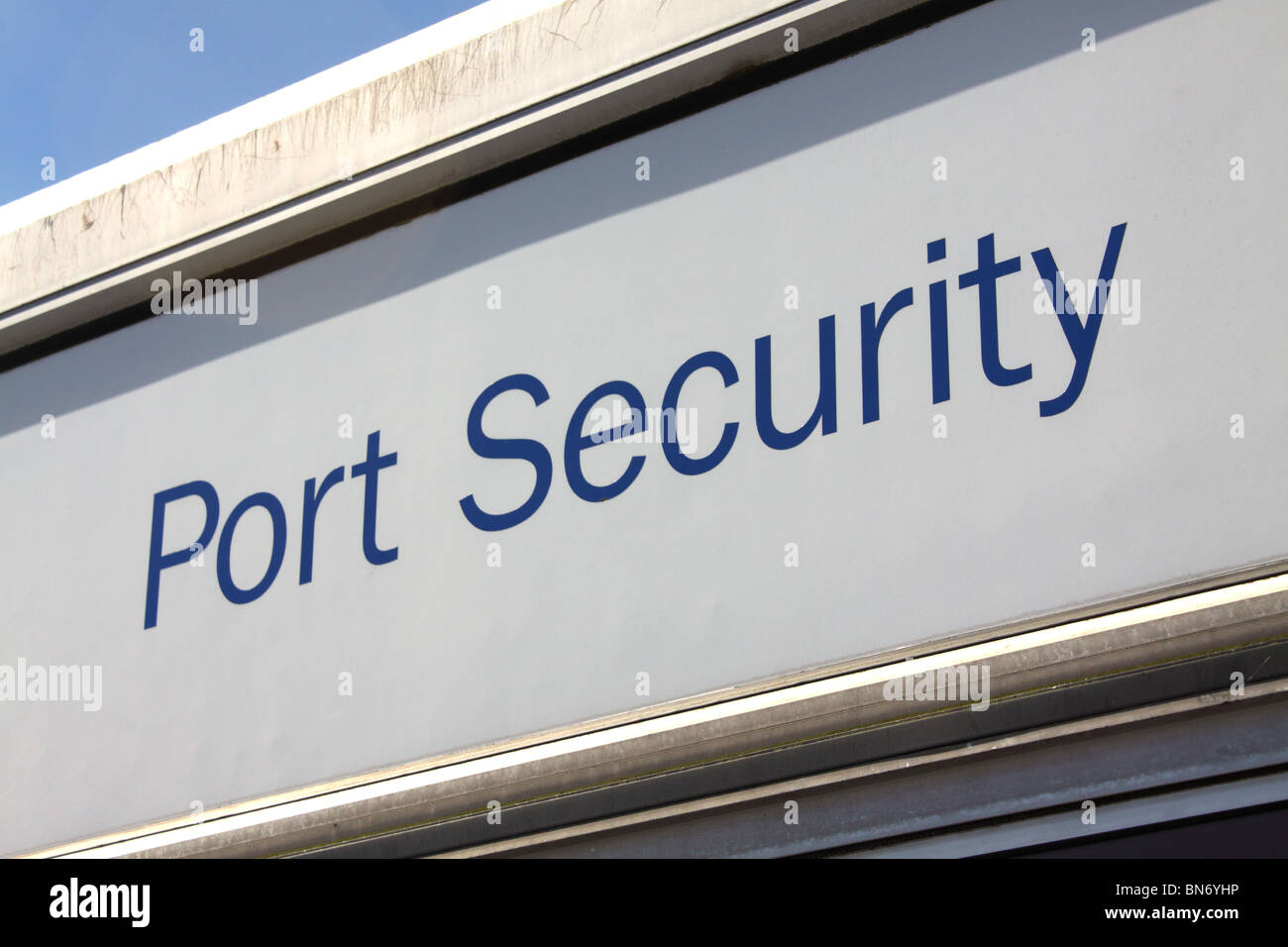 port security sign on check-in office Stock Photo - Alamy