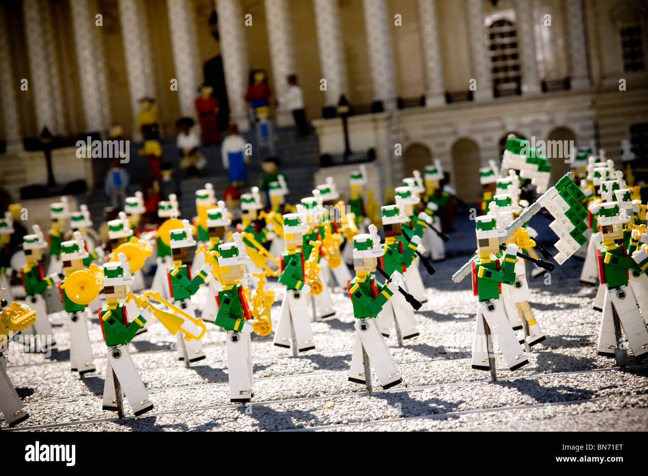 Marching band made out of lego Stock Photo