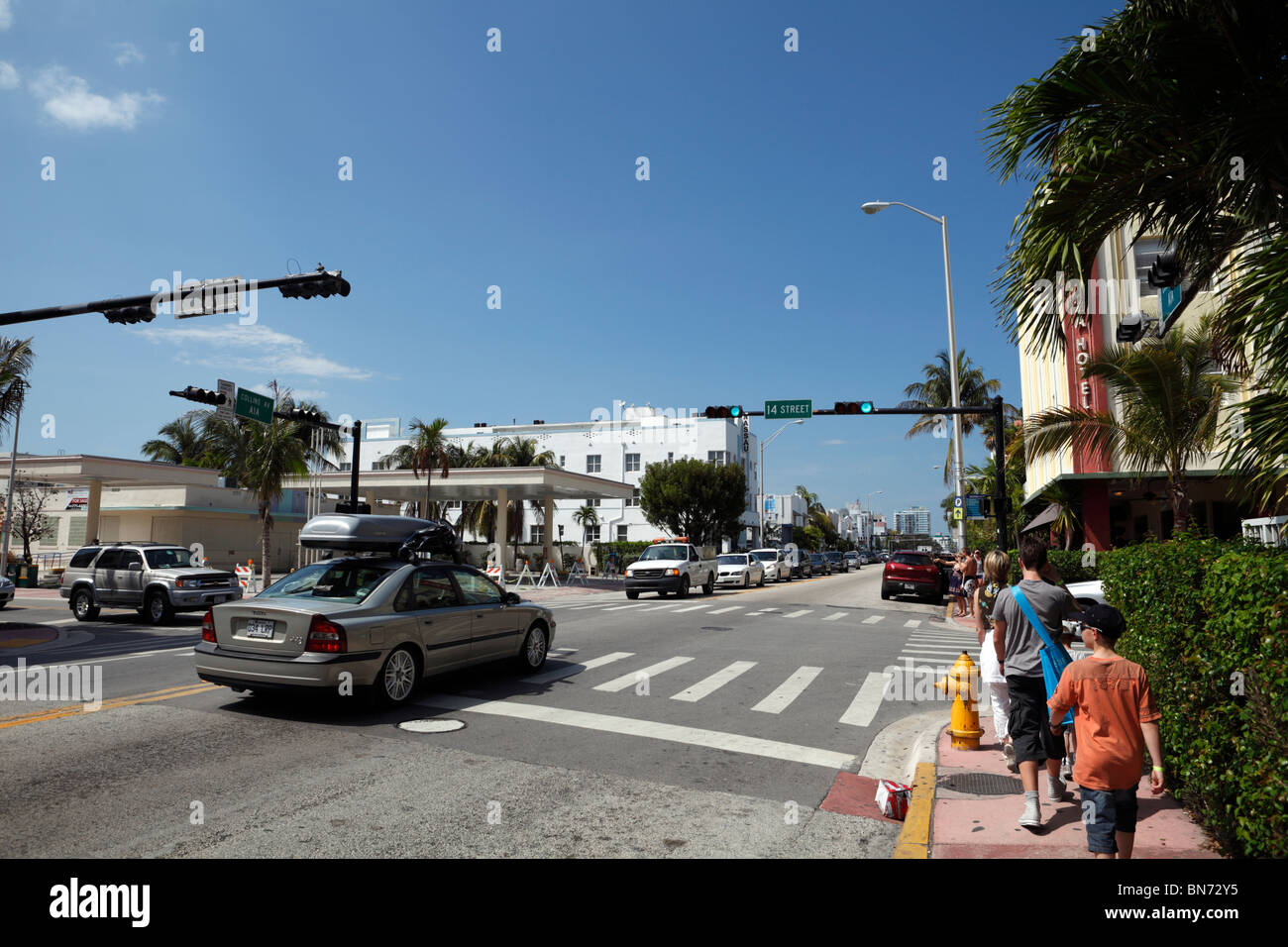 Miami south beach Collins avenue A1A Stock Photo