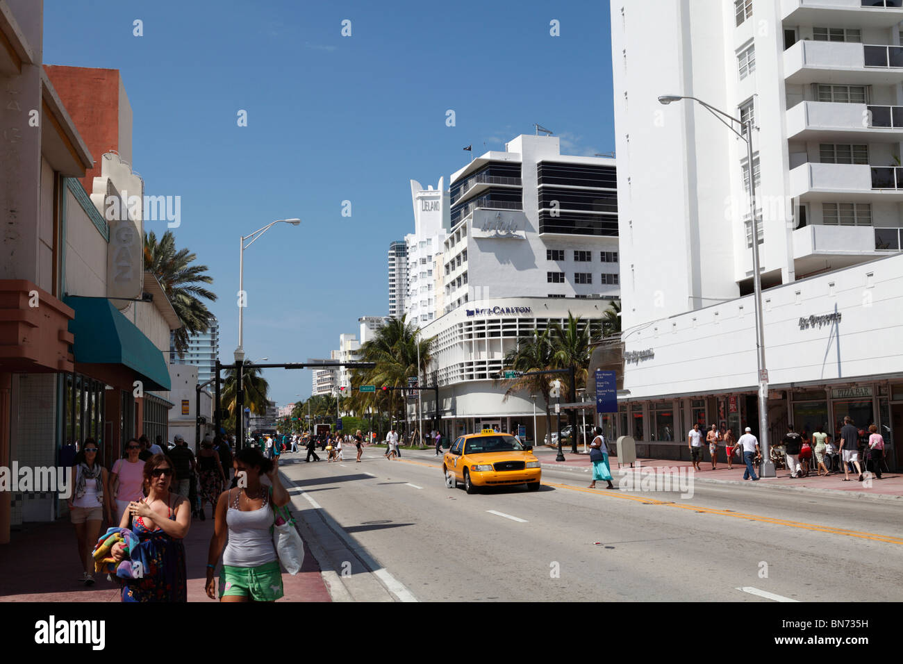 Miami south beach Collins avenue Stock Photo