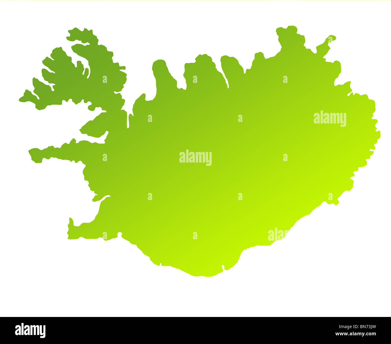 Green gradient map of Iceland isolated on a white background. Stock Photo