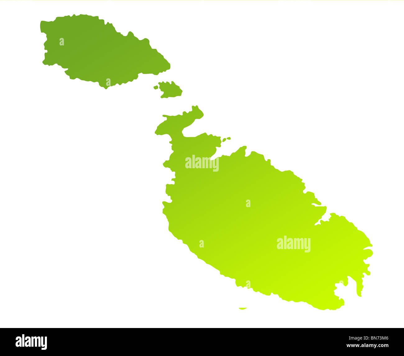 Green gradient map of Malta solated on a white background. Stock Photo
