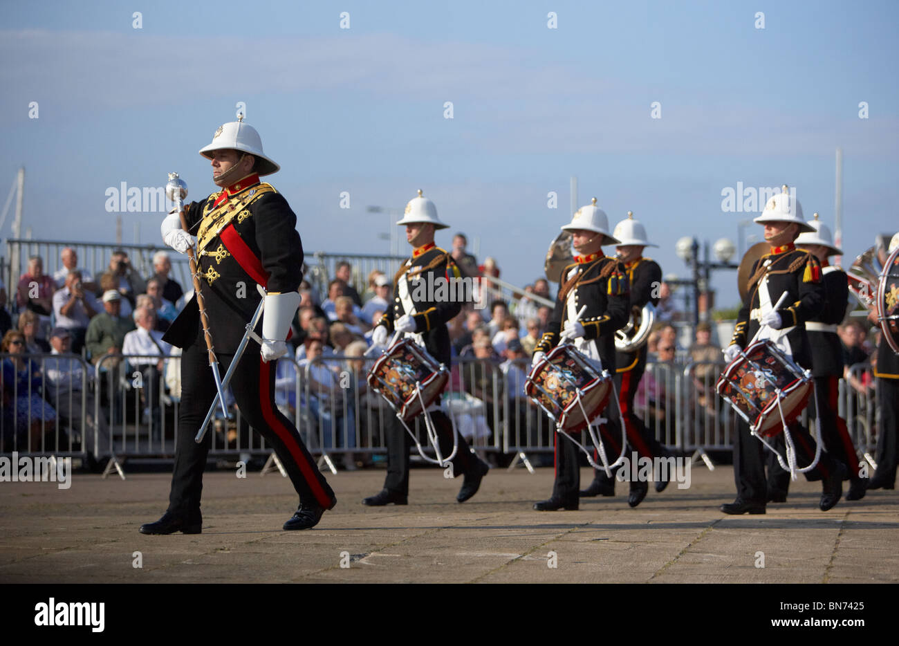 drum major band leader of the band of HM Royal Marines Scotland perform
