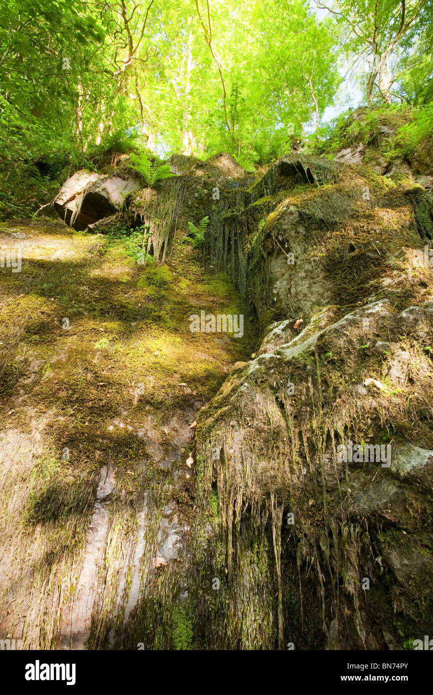 A dried up waterfall in Ambleside during the summer 2010 drought, coming only 7 months after the worst floods to hit Cumbria Stock Photo