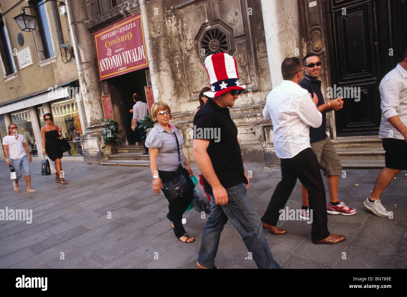 Italy. Venice. July 2008. American flag. Stock Photo