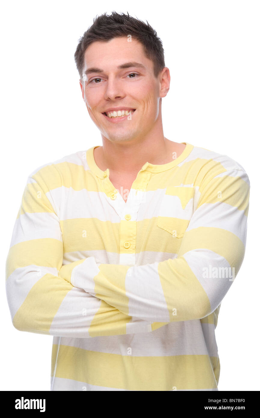 Full isolated portrait of a smiling young man Stock Photo - Alamy