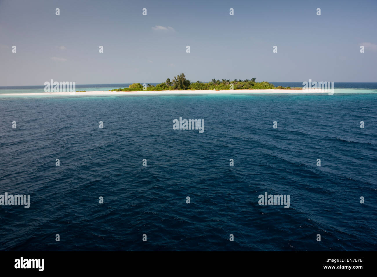 Remote atoll in the Maldives chain, Indian Ocean Stock Photo