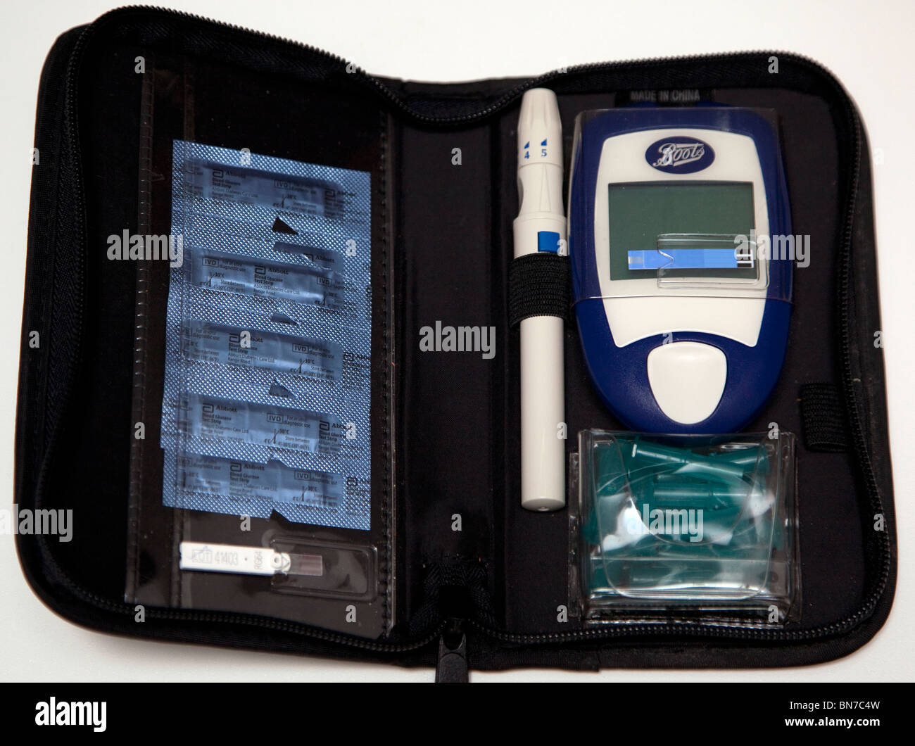 Monitor for measuring blood sugar level at home Stock Photo Alamy