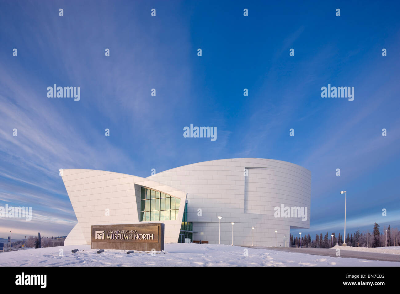 University of Alaska at Fairbanks Museum of the North during Winter, Alaska Stock Photo