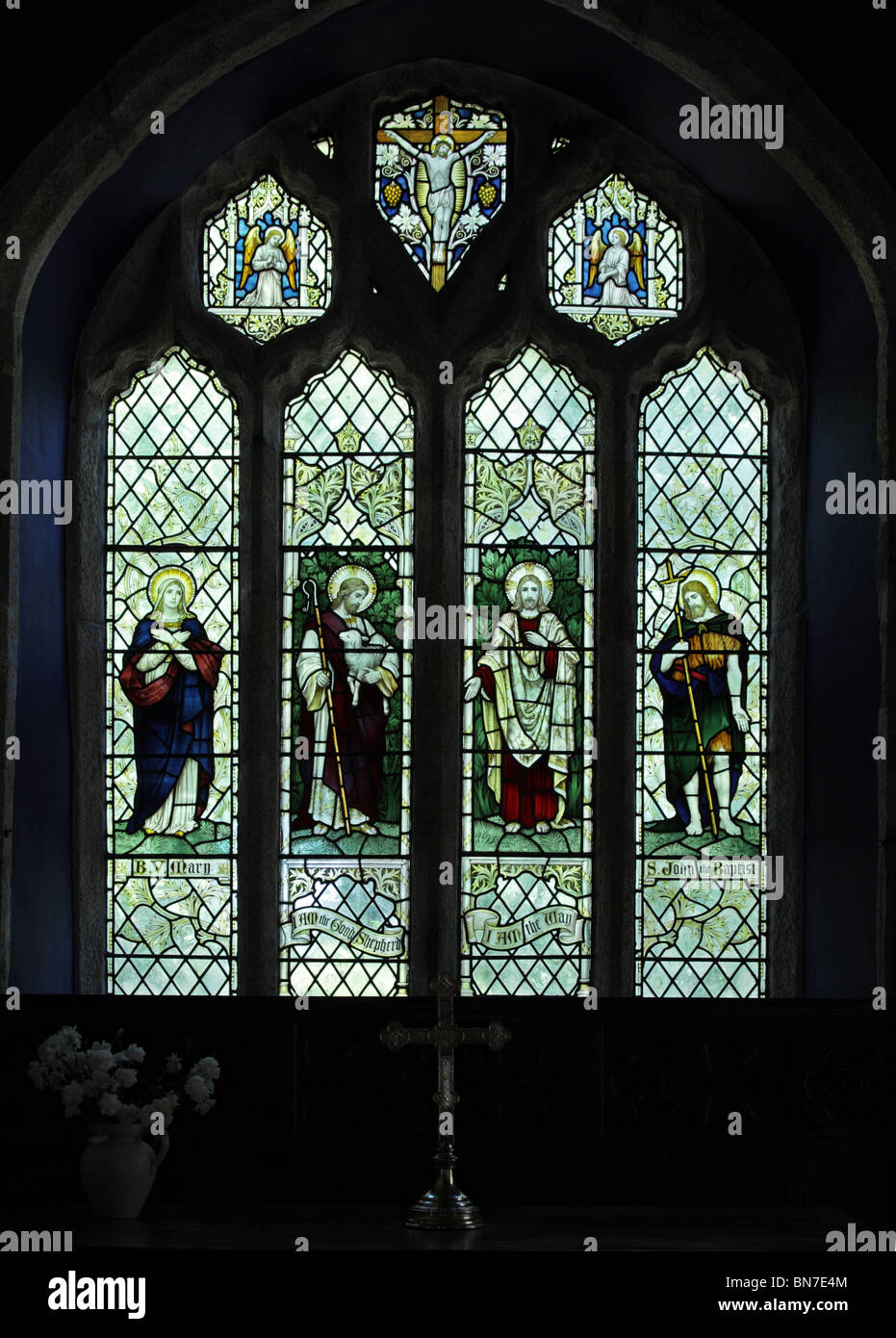 A Stained Glass Window Depicting Jesus The Blessed Virgin Mary And St John The Baptist St 9876