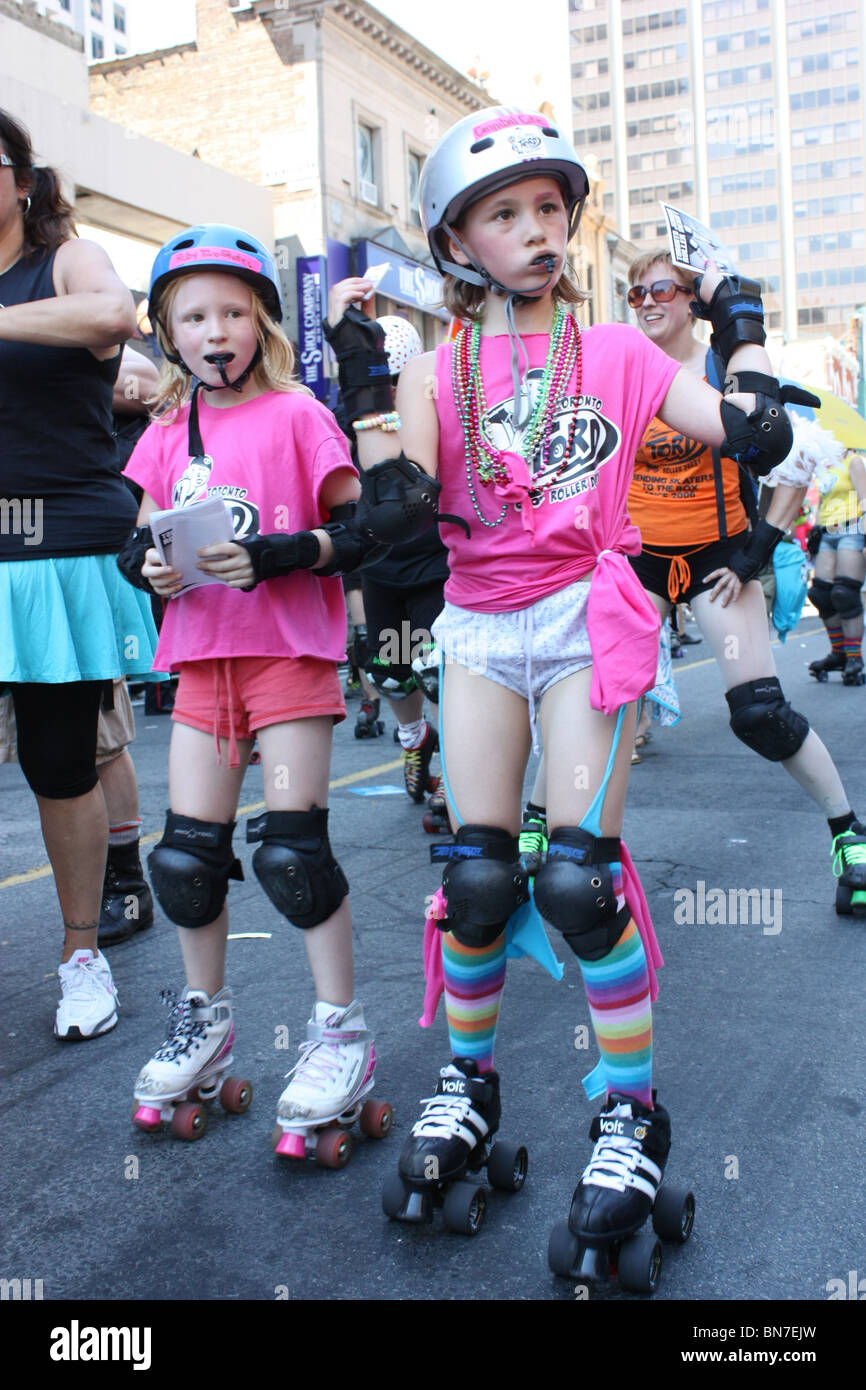 young girls in roller skate Stock Photo