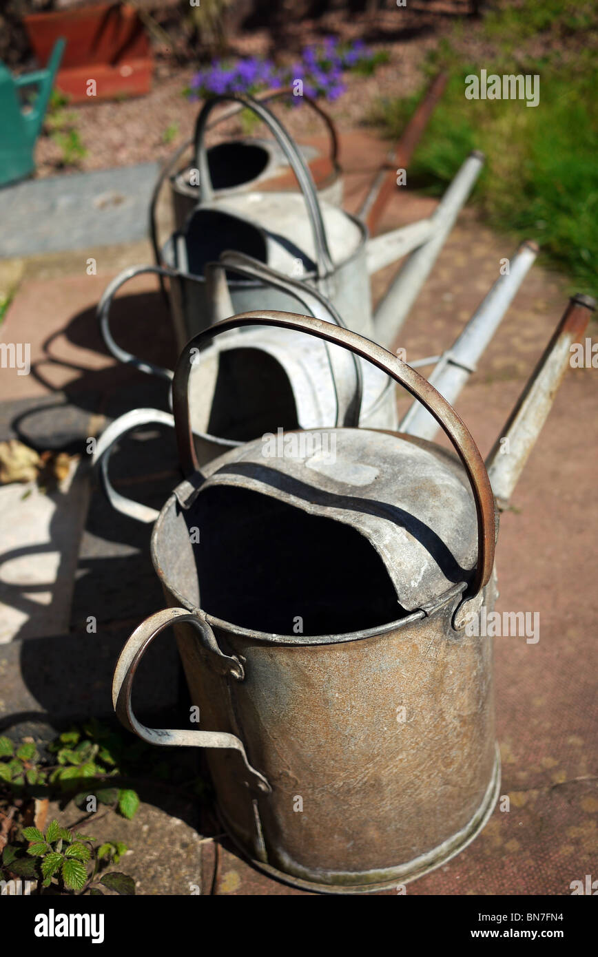 steel watering cans Stock Photo Alamy