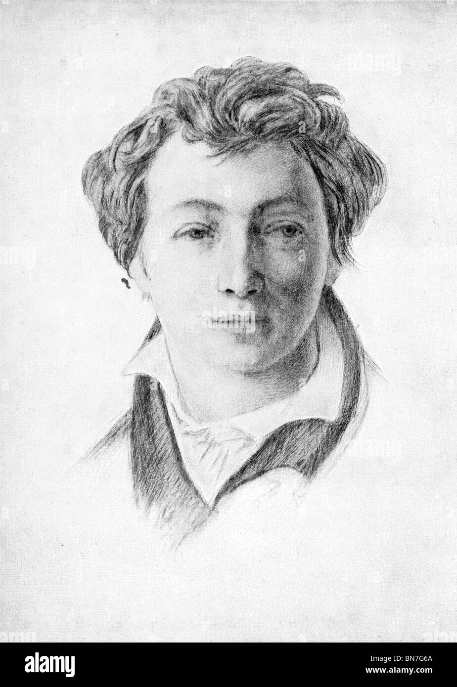 Black and White Illustration of Christian Johann Heinrich Heine (Heinrich  Heine) as a young man Stock Photo - Alamy