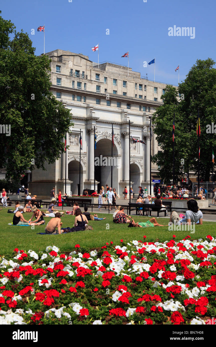 Marble Arch and Gardens in London Stock Photo