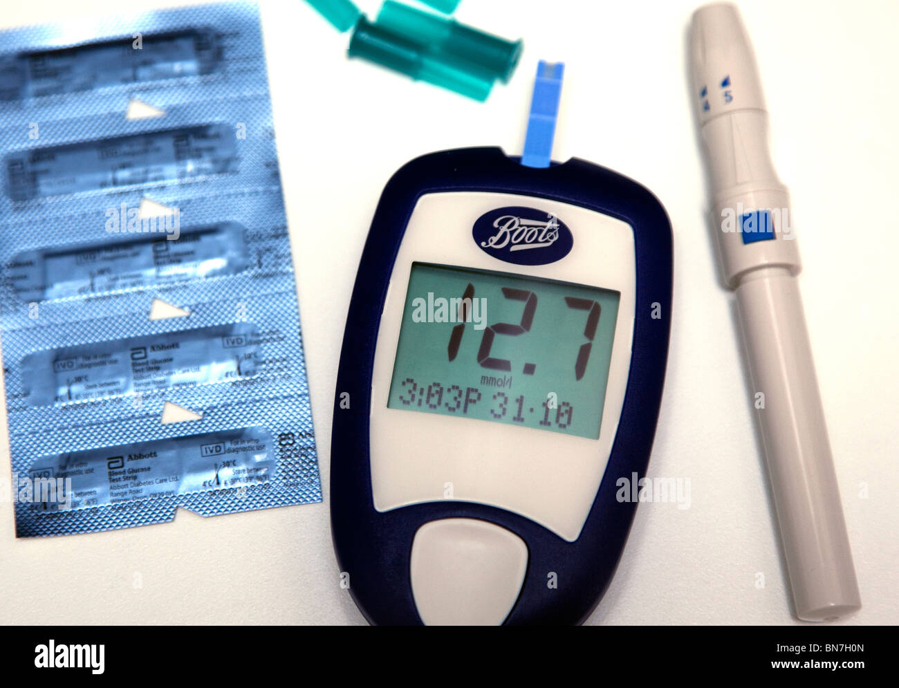 Monitor for measuring blood sugar level at home Stock Photo Alamy