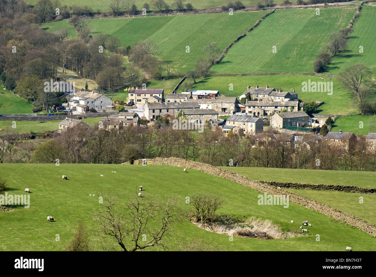 Part of the village of Lothersdale, Pennines, near Skipton,  North Yorkshire, England, UK Stock Photo