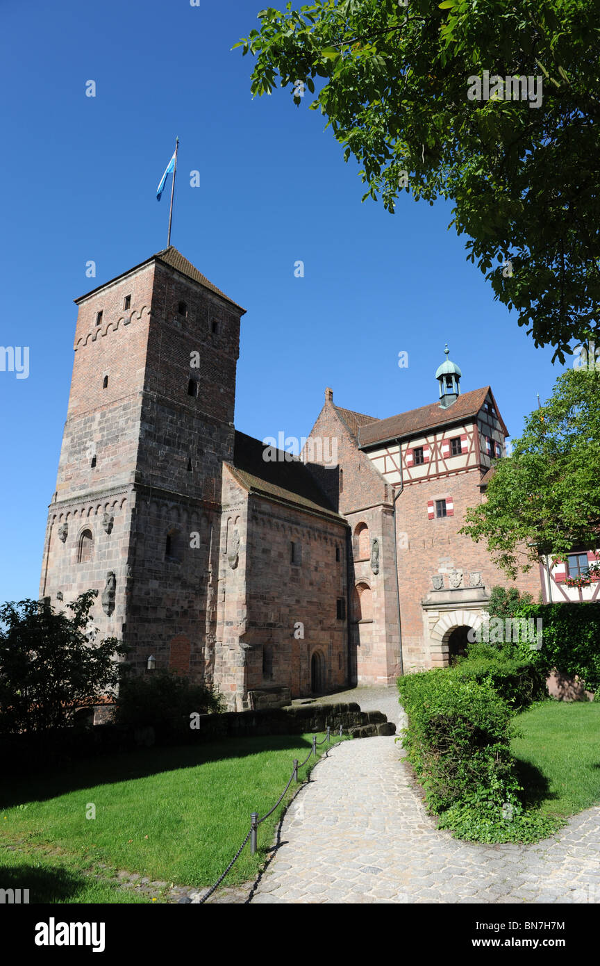 The twin chapel and Heathen Tower Nuremberg Germany Nurnberg Deutschland Europe Stock Photo