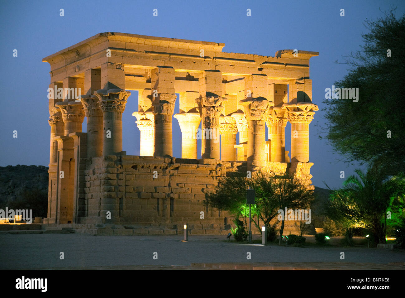 Trajan's Kiosk, part of the temple of Isis at Philae, an island in the River Nile near Aswan, Egypt Stock Photo