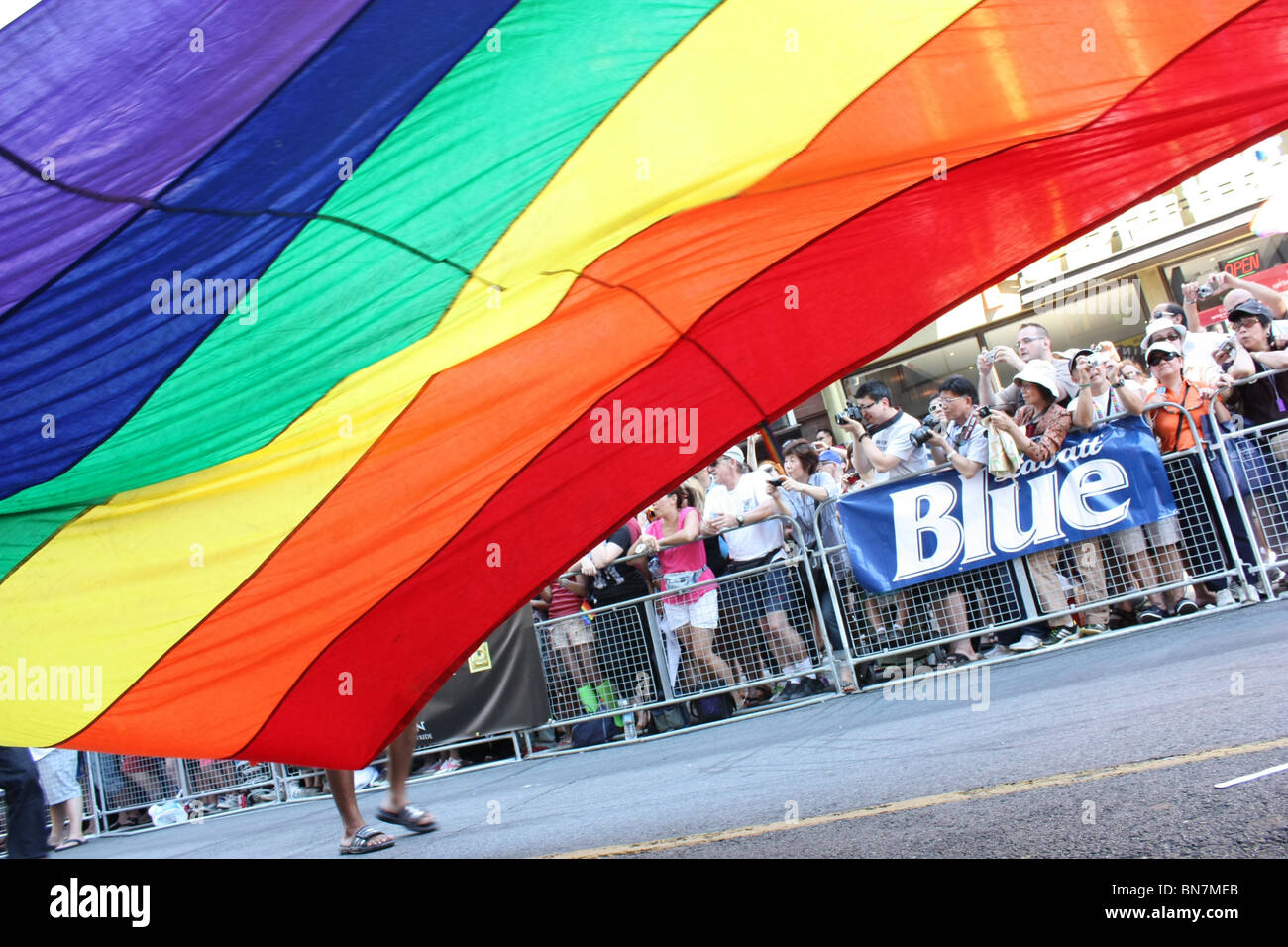 pride festival colorful flag street parade Toronto Stock Photo