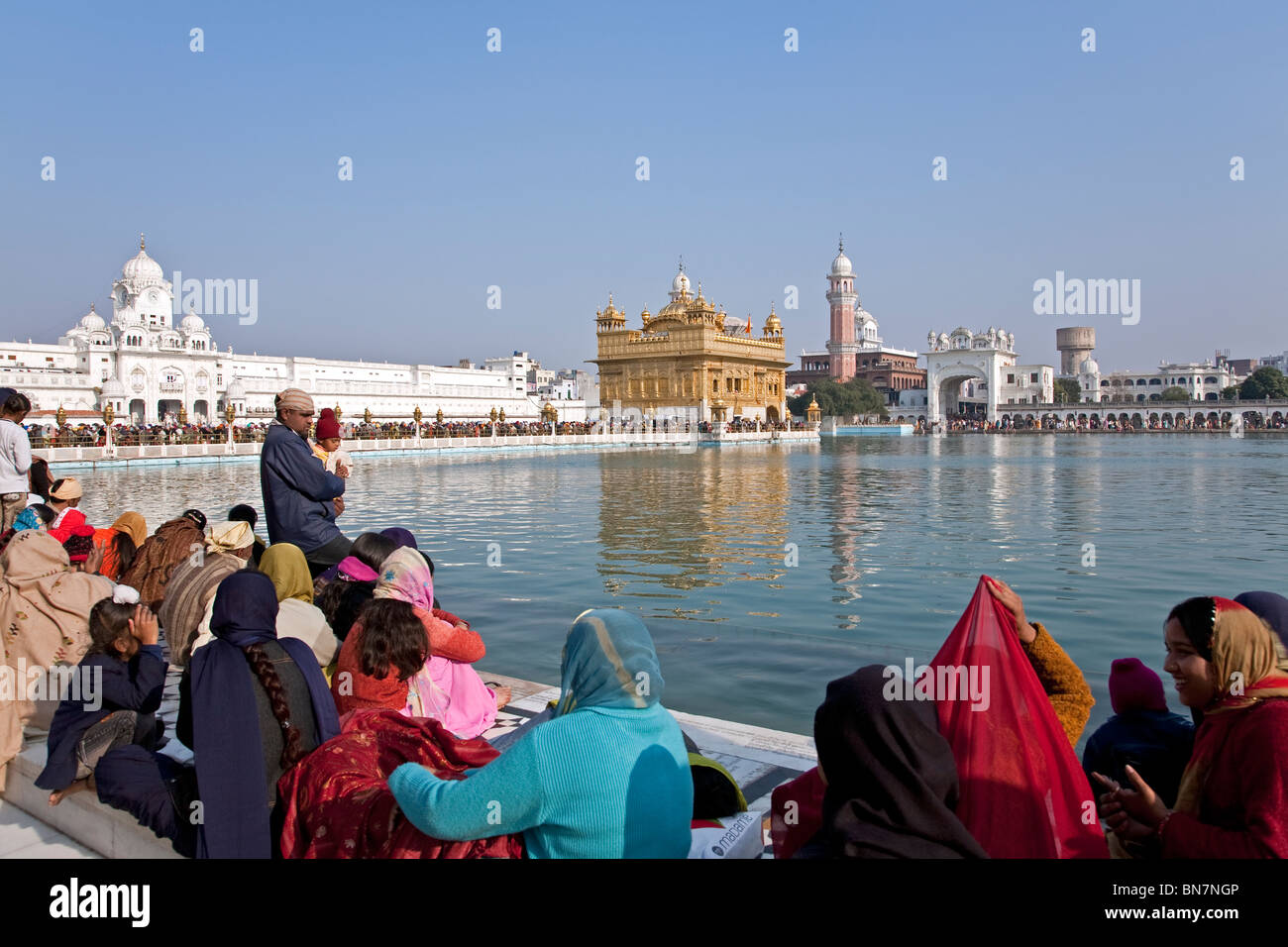 Sikh devotees at the Golden Temple. Amritsar. Punjab. India Stock Photo