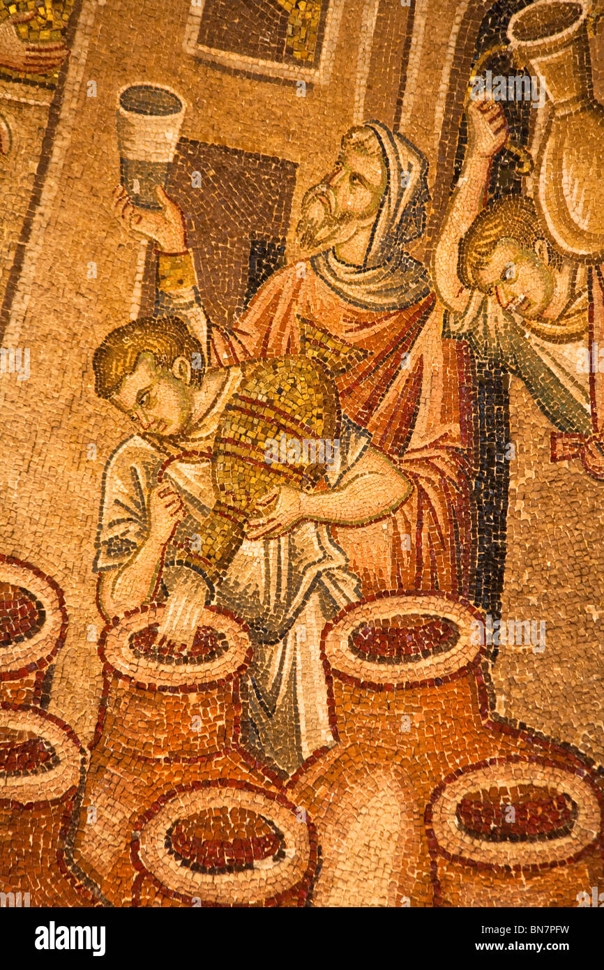 The Wedding At Cana Miracle mosaic inside The Narthex, Chora Museum