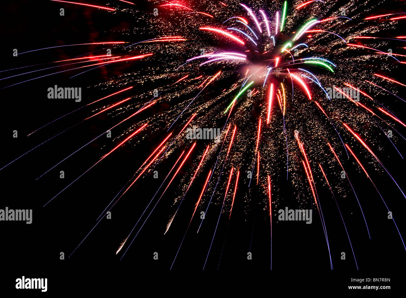 Brilliant color fills the night sky in a dazzling fireworks display in