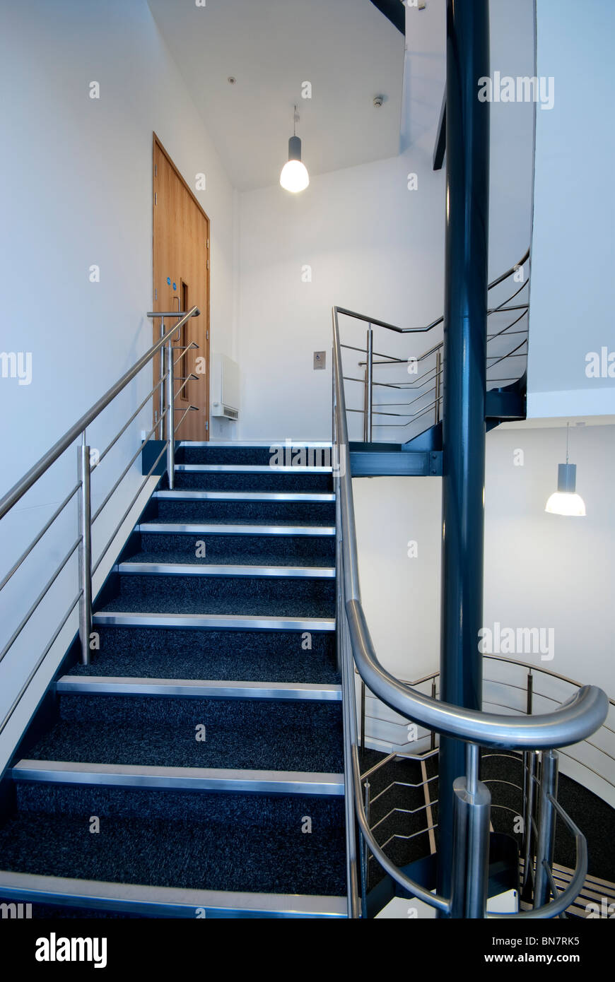 stair case at Ray Marine office building at Cosham, Portsmouth Stock Photo