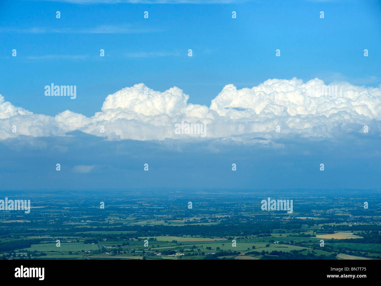 Shower Clouds building over North Yorkshire, Northern England, shot from the air, Summer 2010 Stock Photo