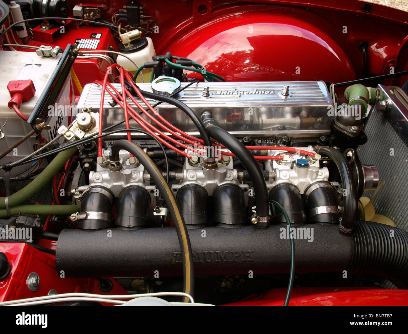 Concours car engine TR6 Stock Photo - Alamy